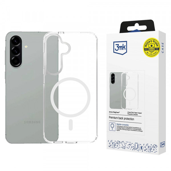 Husa MagSafe pentru Samsung Galaxy A57 5G, 3MK, Armor MagCase, Transparenta
