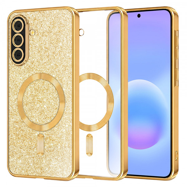 Husa MagSafe pentru Samsung Galaxy A57 5G, Techsuit, Luxury Glitter, Aurie