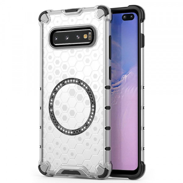 Husa MagSafe pentru Samsung Galaxy S10+ G975, Techsuit, HoneyComb Shield, Alba