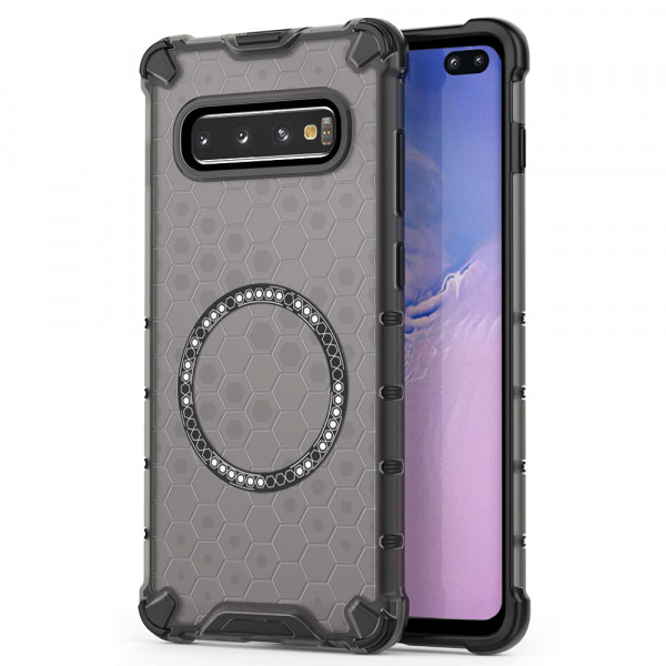 Husa MagSafe pentru Samsung Galaxy S10+ G975, Techsuit, HoneyComb Shield, Neagra