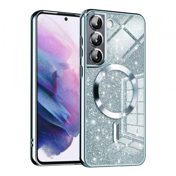 Husa MagSafe pentru Samsung Galaxy S21 5G G991, Techsuit, Luxury Glitter, Bleu