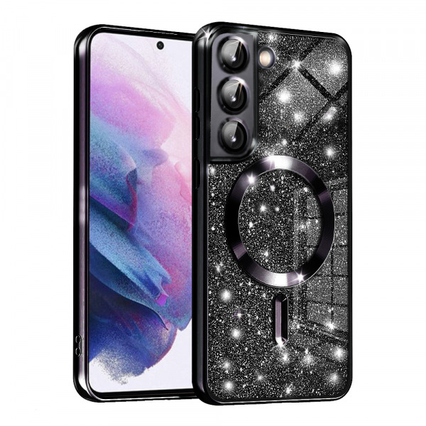 Husa MagSafe pentru Samsung Galaxy S21 FE 5G G990, Techsuit, Luxury Glitter, Neagra