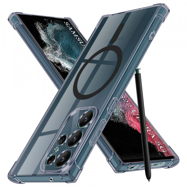 Husa MagSafe pentru Samsung Galaxy S22 Ultra 5G S908, Techsuit, Shockproof Clear, Fumurie