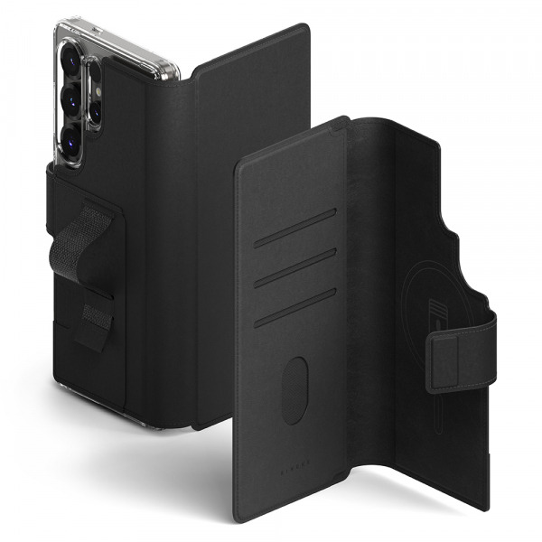 Husa MagSafe pentru Samsung Galaxy S23 Ultra S918, Ringke, Folio Grip Wallet, Neagra
