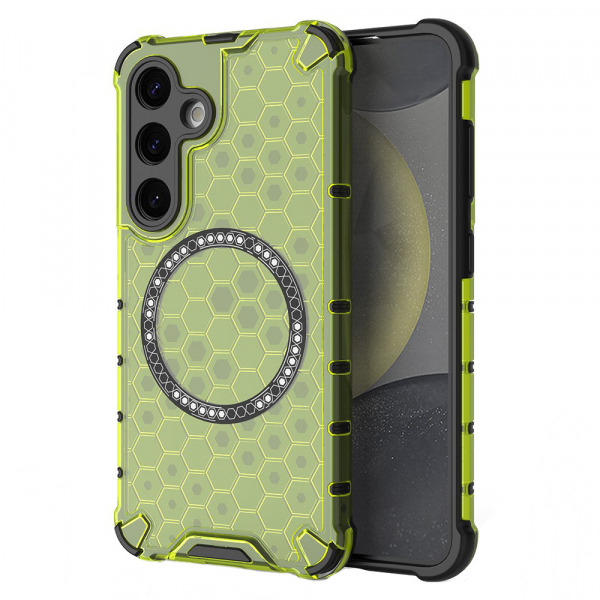 Husa MagSafe pentru Samsung Galaxy S24 S921, Techsuit, HoneyComb Shield, Verde