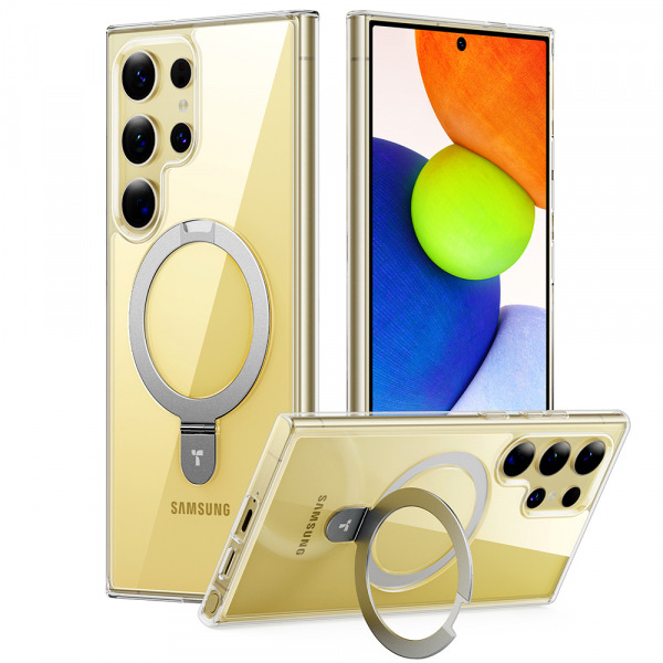 Husa MagSafe pentru Samsung Galaxy S24 Ultra S928, Torras, Ostand, Transparenta
