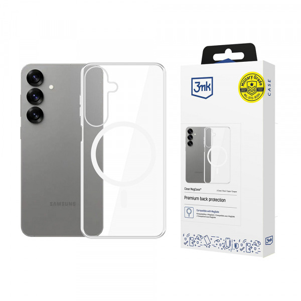 Husa MagSafe pentru Samsung Galaxy S25 S931, 3MK, Clear MagCase, Transparenta