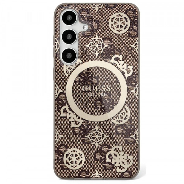 Husa MagSafe pentru Samsung Galaxy S25 S931, Guess, IML Peony On 4G Background, Maro