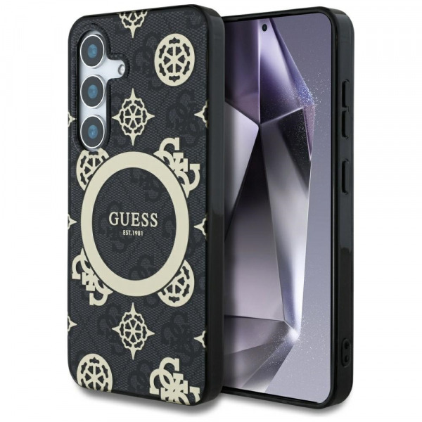 Husa MagSafe pentru Samsung Galaxy S25 S931, Guess, IML Peony On 4G Background, Neagra