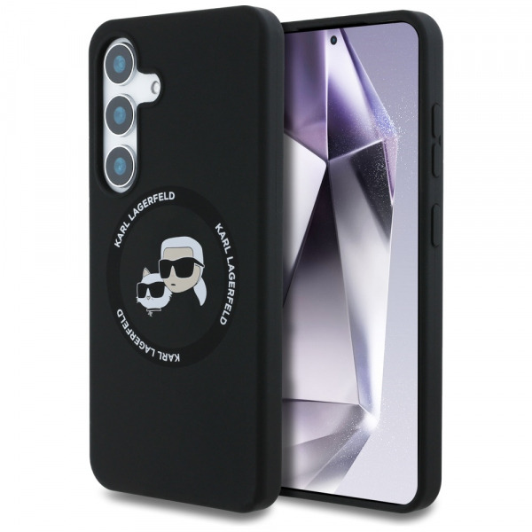 Husa MagSafe pentru Samsung Galaxy S25 S931, Karl Lagerfeld, Silicone Double Heads, Neagra