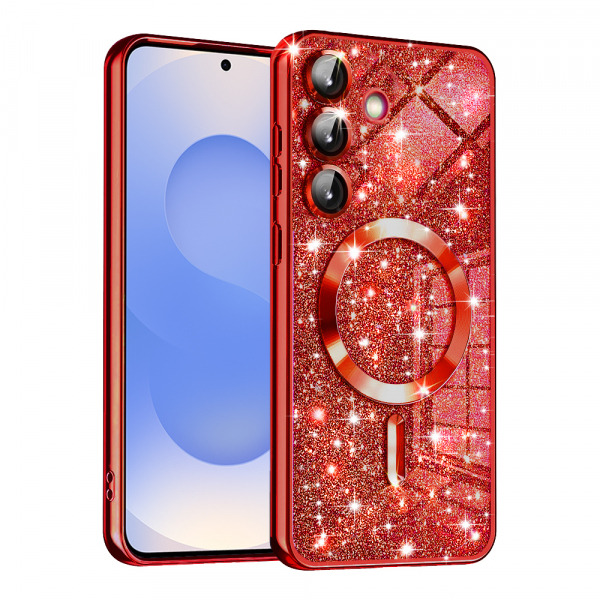 Husa MagSafe pentru Samsung Galaxy S25 S931, Techsuit, Luxury Glitter, Rosie