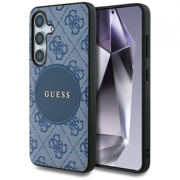 Husa MagSafe pentru Samsung Galaxy S25+ S936, Guess, 4G Circle Classic Logo, Albastra