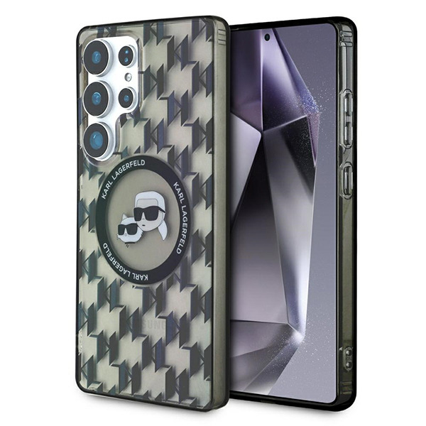 Husa MagSafe pentru Samsung Galaxy S25 Ultra S938, Karl Lagerfeld, IML Monogram Karl & Choupette's Heads, Neagra