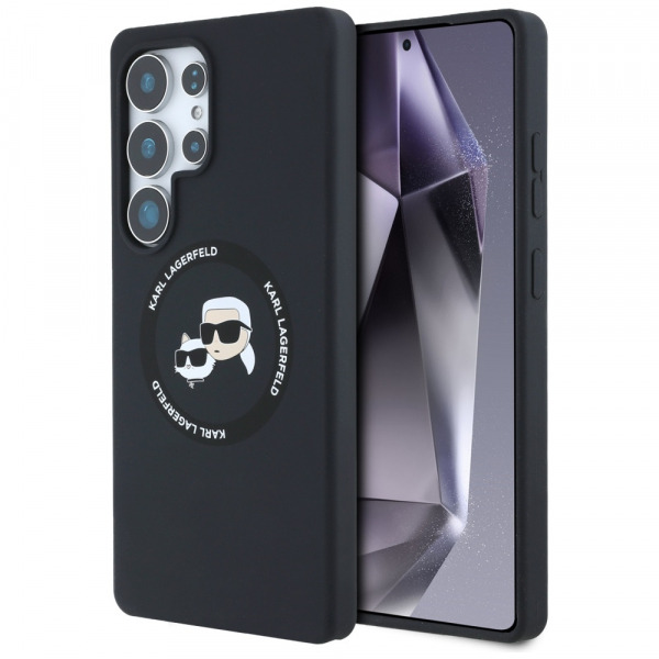 Husa MagSafe pentru Samsung Galaxy S25 Ultra S938, Karl Lagerfeld, Silicone Double Heads, Neagra