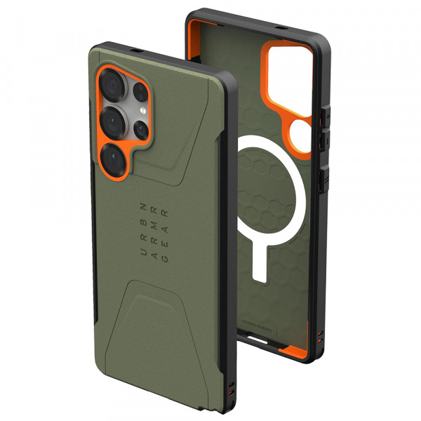 Husa MagSafe pentru Samsung Galaxy S25 Ultra S938, Urban Armor Gear, Civilian Pro, Verde Portocalie