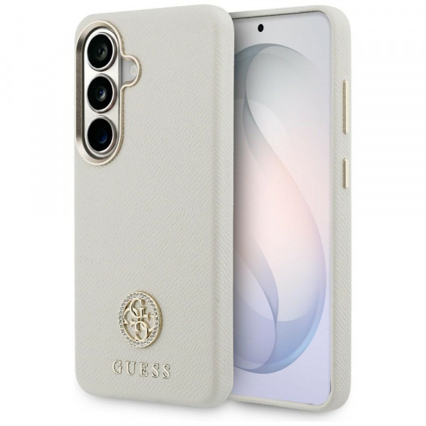 Husa MagSafe pentru Samsung Galaxy S26 S942, Guess, Rhinestone Round Logo, Bej