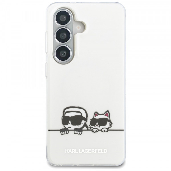 Husa MagSafe pentru Samsung Galaxy S26 S942, Karl Lagerfeld, IML Karl & Choupette Peekaboo Logo, Alba