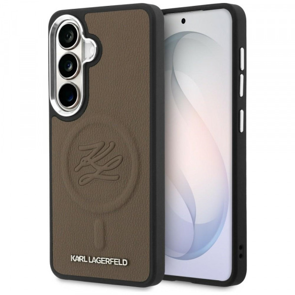 Husa MagSafe pentru Samsung Galaxy S26 S942, Karl Lagerfeld, Initial Logo Debossed, Maro
