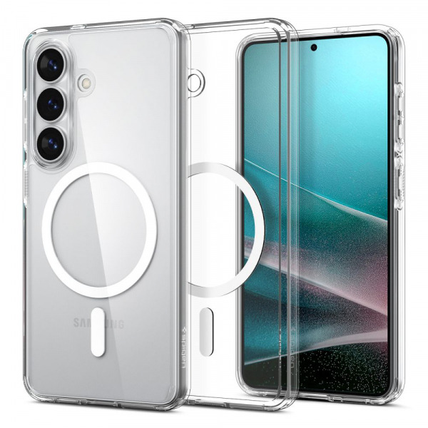 Husa MagSafe pentru Samsung Galaxy S26 S942, Spigen, Ultra Hybrid, Transparenta Alba ACS10734