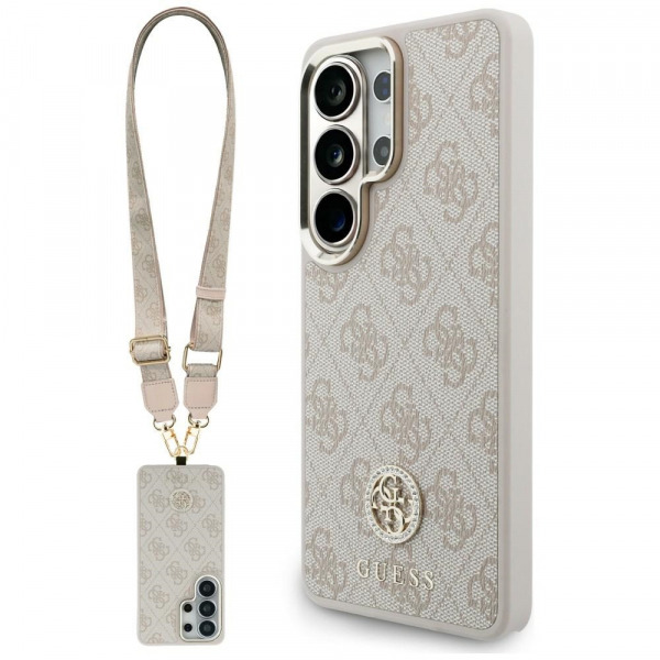Husa MagSafe pentru Samsung Galaxy S26 Ultra S948, GUESS, 4G Big Rhinestone Triangle Strap, Roz