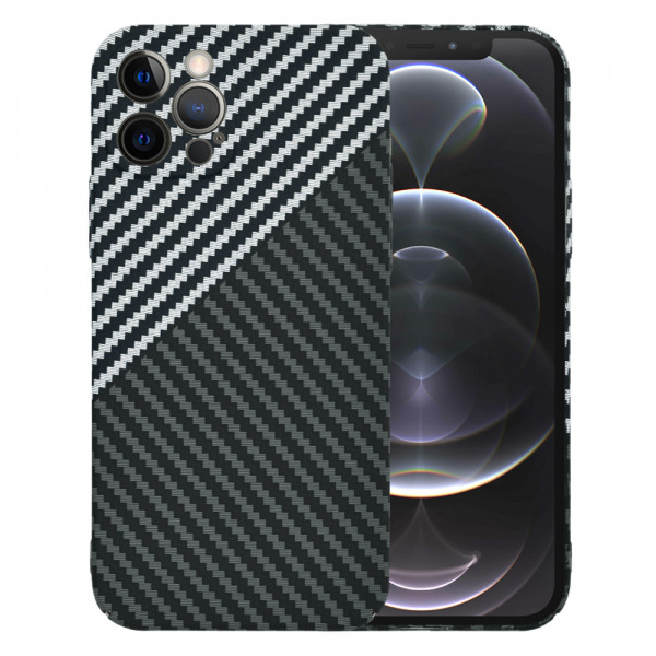 Husa pentru Apple iPhone 12 Pro, Techsuit, Carbonite FiberShell, Neagra Gri