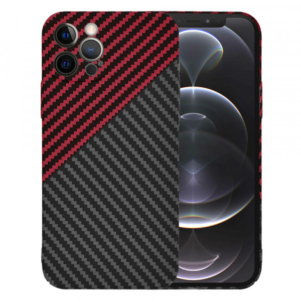 Husa pentru Apple iPhone 12 Pro, Techsuit, Carbonite FiberShell, Neagra Rosie