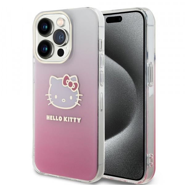 Husa pentru Apple iPhone 13 Pro, Hello Kitty, IML Gradient Electrop Kitty Head, Roz