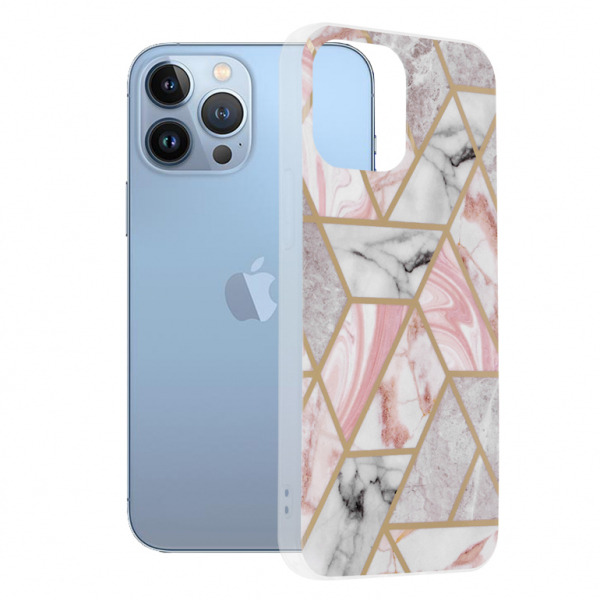 Husa pentru Apple iPhone 13 Pro Max, Techsuit, Marble, Roz