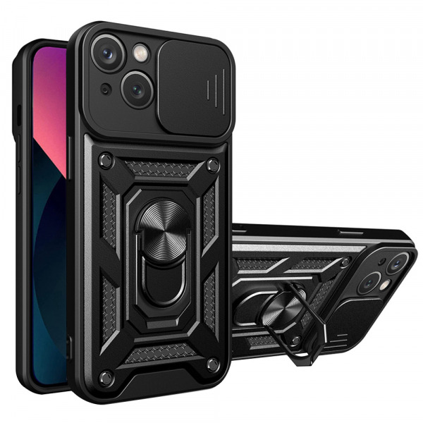 Husa pentru Apple iPhone 14, Techsuit, CamShield, Neagra