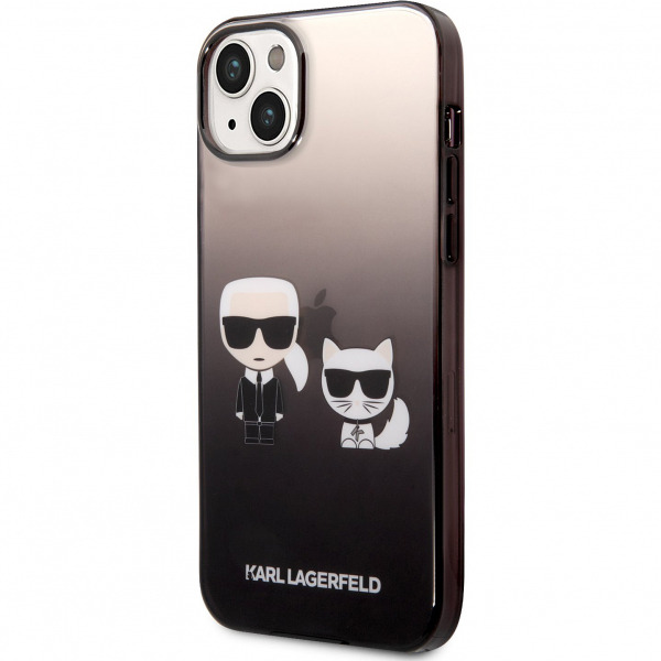 Husa pentru Apple iPhone 14 Plus, Karl Lagerfeld, Gradient Karl & Choupette, Neagra