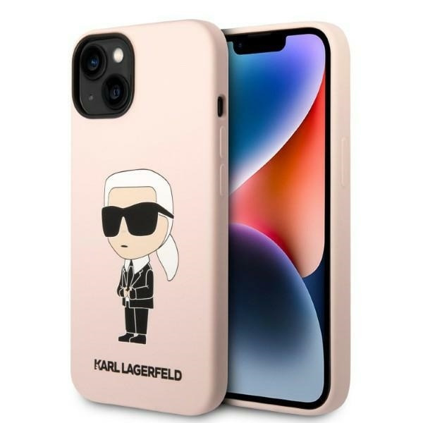Husa pentru Apple iPhone 14 Plus, Karl Lagerfeld, Silicone Ikonik Karl, Roz