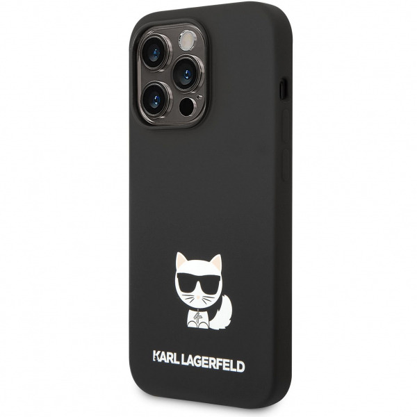 Husa pentru Apple iPhone 14 Pro, Karl Lagerfeld, Silicone Body Choupette, Neagra