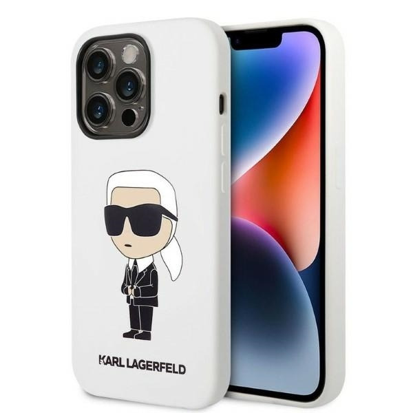 Husa pentru Apple iPhone 14 Pro, Karl Lagerfeld, Silicone Ikonik NFT, Alba