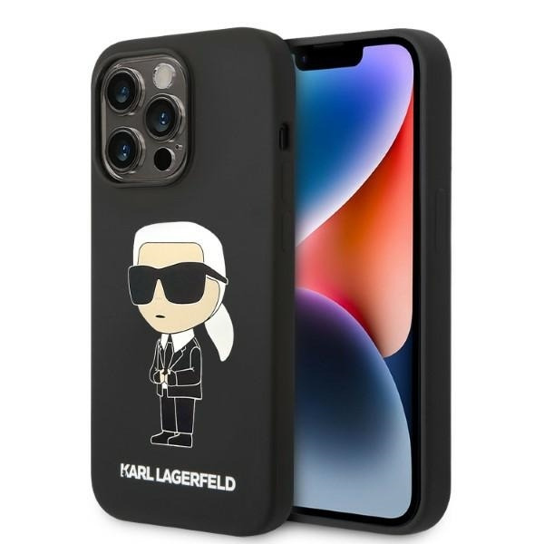 Husa pentru Apple iPhone 14 Pro, Karl Lagerfeld, Silicone Ikonik NFT, Neagra