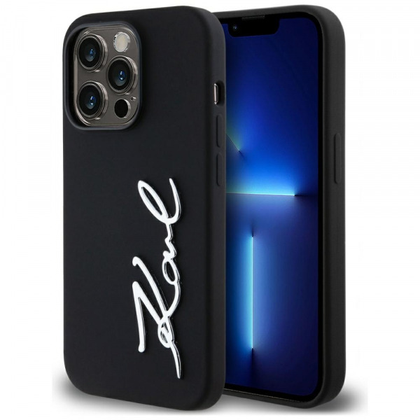 Husa pentru Apple iPhone 14 Pro, Karl Lagerfeld, Silicone Karl Script, Neagra