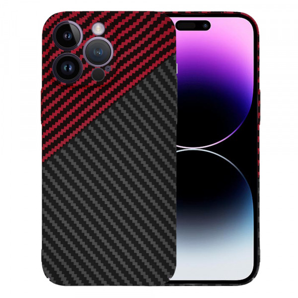Husa pentru Apple iPhone 14 Pro Max, Techsuit, Carbonite FiberShell, Neagra Rosie