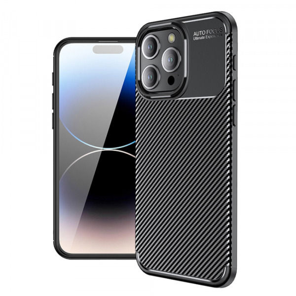 Husa pentru Apple iPhone 14 Pro, Techsuit, CarbonFiber, Neagra