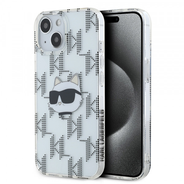 Husa pentru Apple iPhone 15, Karl Lagerfeld, IML Electroplated Choupette Head, Transparenta