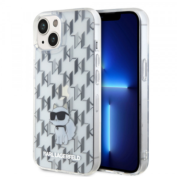 Husa pentru Apple iPhone 15, Karl Lagerfeld, Monogram Choupette, Transparenta