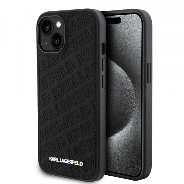 Husa pentru Apple iPhone 15, Karl Lagerfeld, Quilted Pattern, Neagra