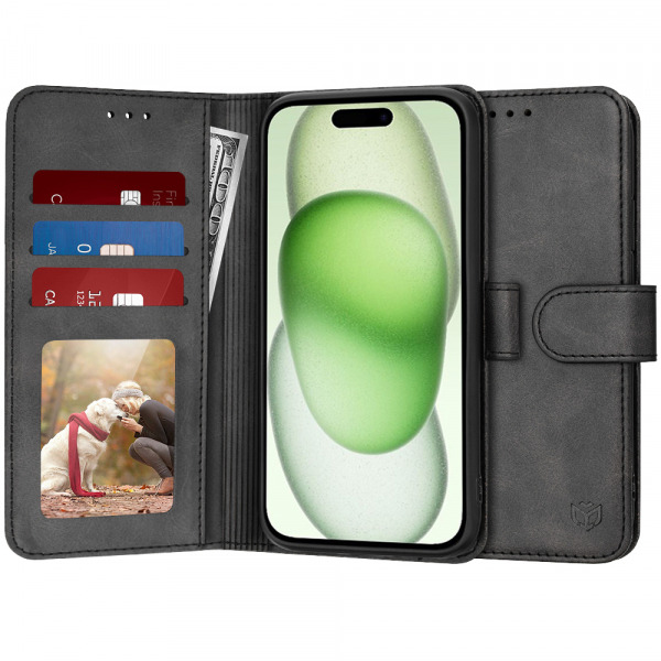 Husa pentru Apple iPhone 15 Plus, Techsuit, Diary Book, Neagra