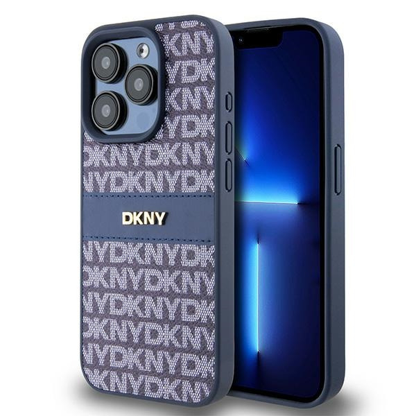 Husa pentru Apple iPhone 15 Pro, DKNY, Mono Stripe & Metal Logo, Albastra