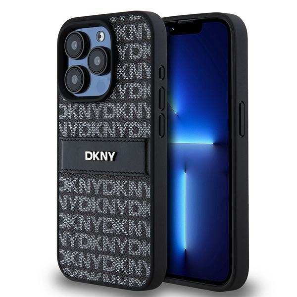 Husa pentru Apple iPhone 15 Pro, DKNY, Mono Stripe & Metal Logo, Neagra