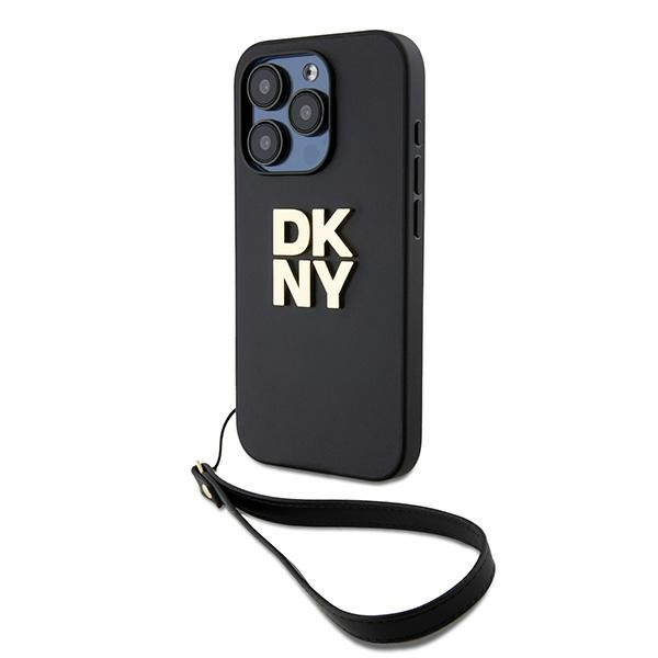 Husa pentru Apple iPhone 15 Pro, DKNY, Wrist Strap Stock Logo, Neagra