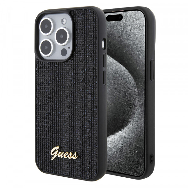Husa pentru Apple iPhone 15 Pro, Guess, PU Square Mirror Script Logo, Neagra