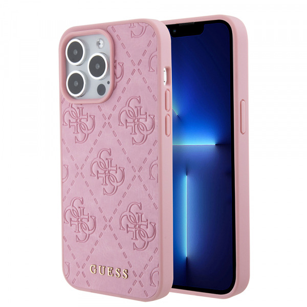 Husa pentru Apple iPhone 15 Pro Max, Guess, 4G Stamped, Roz