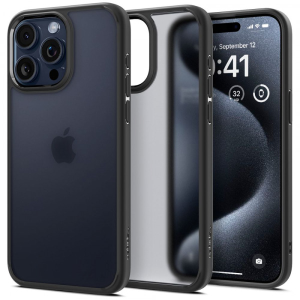 Husa pentru Apple iPhone 15 Pro, Spigen, Ultra Hybrid, Neagra Satinata