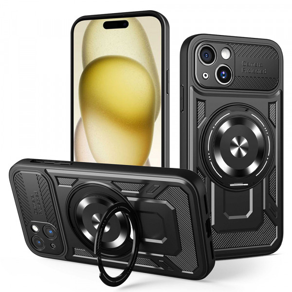 Husa pentru Apple iPhone 15, Techsuit, RuggedCam, Neagra