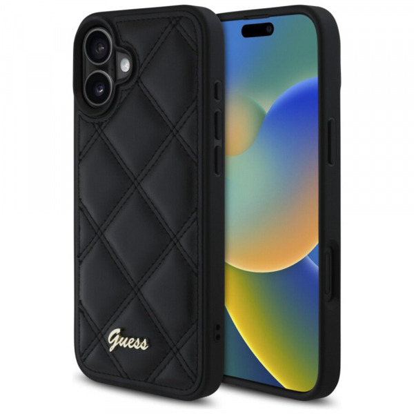 Husa pentru Apple iPhone 16 Plus, Guess, Quilted, Neagra