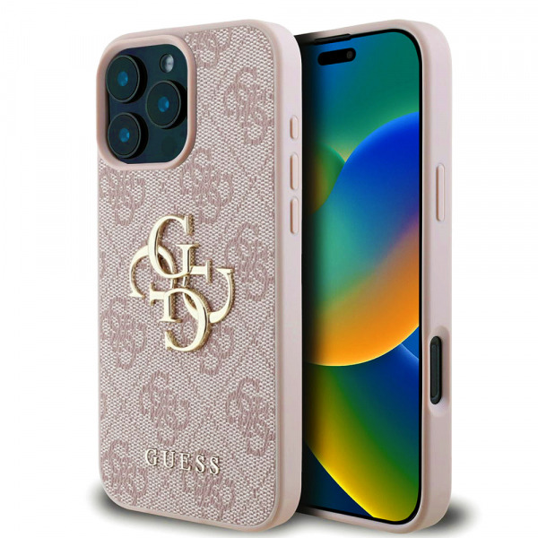 Husa pentru Apple iPhone 16 Pro, Guess, 4G Big Logo, Roz